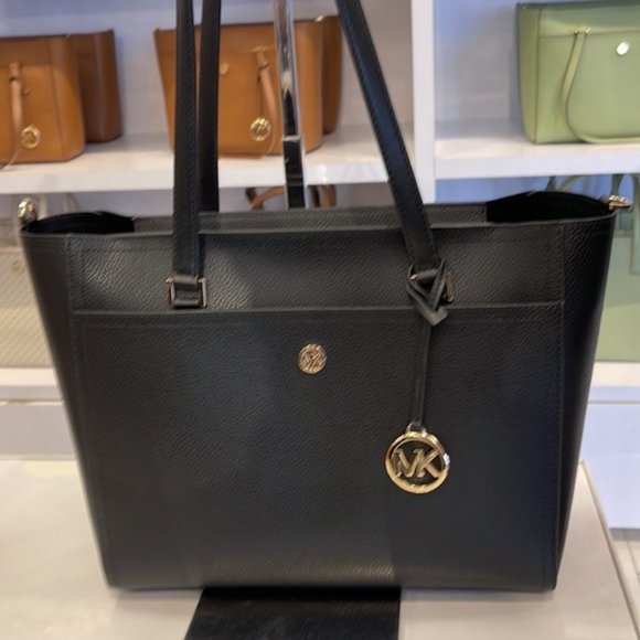 MICHAEL Maisie Large Pebbled Leather 3-in-1 Tote Bag BLACK / BLACK MULTI… - Picture 11 of 16